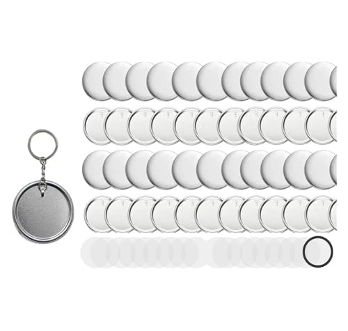 44 mm/58 mm Metallknopfzubehör, 100 Sets, Blankomaterial, Abzeichen, Schlüsselanhängerteile, Kunststoff-/Metallbasis Mehrzweck(100PCS Plastic 58MM) von JHXHFJXZ
