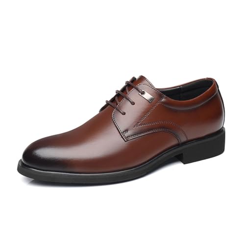 Anzugschuhe Für Herren Schnürhalbschuhe Business Schuhe Klassischer Derby Oxford Lederschuhe Hochzeit,Braun,40 EU von JHYUUKAU