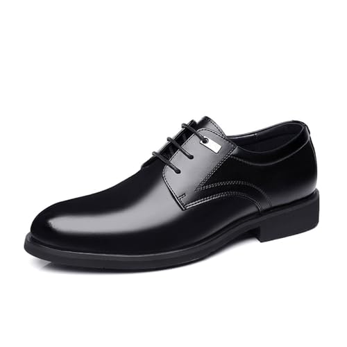 Anzugschuhe Für Herren Schnürhalbschuhe Business Schuhe Klassischer Derby Oxford Lederschuhe Hochzeit,Schwarz,39 EU von JHYUUKAU