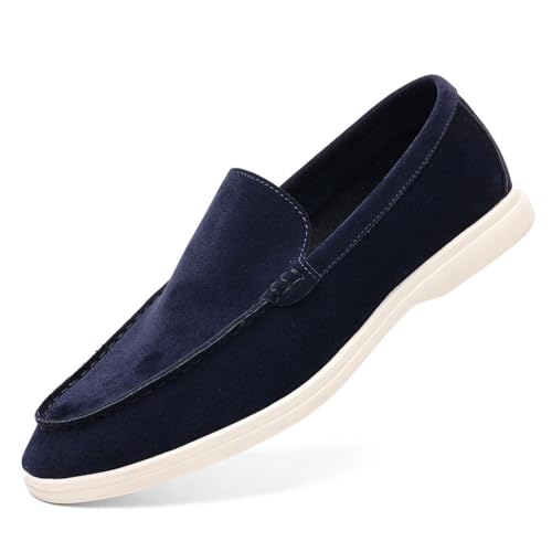 JHYUUKAU Herren Business Anzugschuhe Freizeit Casual Schuhe Loafers Lässige Slipper,Dark Blue,44 EU von JHYUUKAU