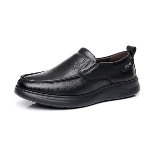 JHYUUKAU Herren Business Casual Loafer, Slip-On Arbeits Autofahren Schuhe Mit Dicker Sohle, Weich Bequem Leicht rutschfest,Schwarz,41 EU von JHYUUKAU