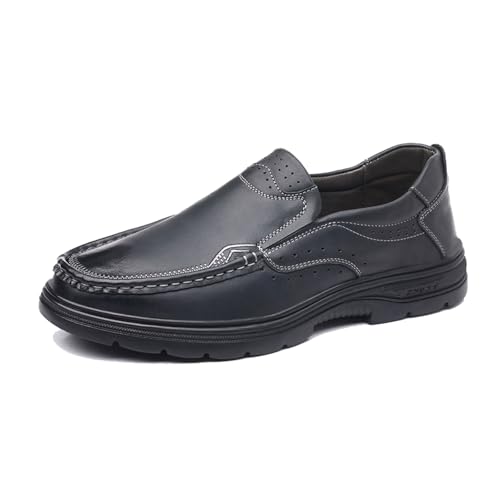 JHYUUKAU Herren Halbschuhe Slip-On Formelle Mode Business Casual Männer Loafers Gehen Arbeiten,Schwarz,38 EU von JHYUUKAU