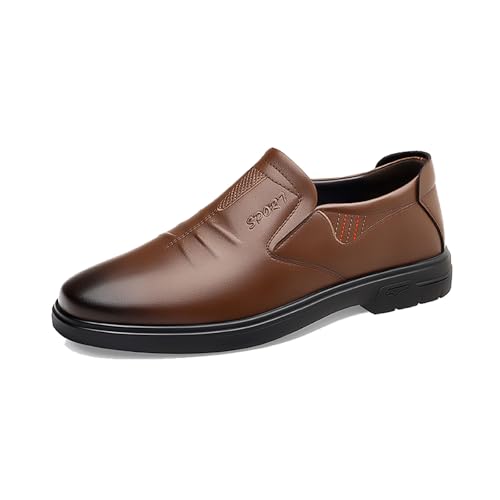 JHYUUKAU Herren Halbschuhe Slip-On Formelle Mode Casual Business Männer Loafers Fahrerschuhe Für Gehen Arbeiten,Braun,42 EU von JHYUUKAU
