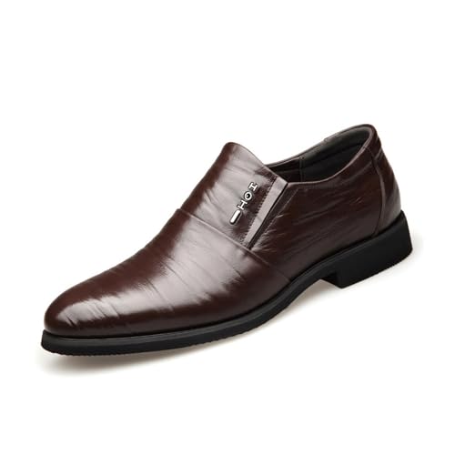 JHYUUKAU Herren Halbschuhe Slip-On Formelle Mode Casual Business Männer Loafers Gehen Arbeiten,Braun,39 EU von JHYUUKAU