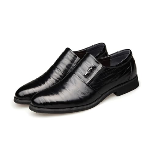 JHYUUKAU Herren Halbschuhe Slip-On Formelle Mode Casual Business Männer Loafers Gehen Arbeiten,Schwarz,42 EU von JHYUUKAU