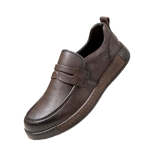 JHYUUKAU Herren Halbschuhe Slip-On Formelle Mode Retro Kleid Casual Business Männer Loafers,Braun,42 EU von JHYUUKAU