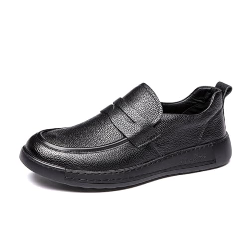 JHYUUKAU Herren Halbschuhe Slip-On Formelle Mode Retro Kleid Casual Business Männer Loafers,Schwarz,38 EU von JHYUUKAU