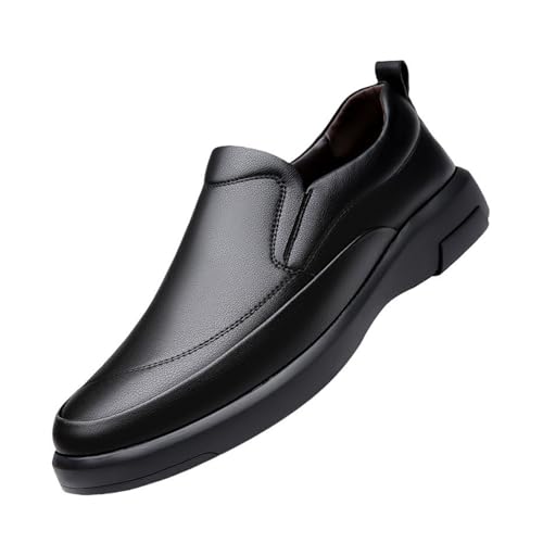 JHYUUKAU Herren Loafer, Runde Zehenpartie Lässige Slipper Weich Leicht Atmungsaktiv Formelle Business Schuhe Für Herren,Schwarz,38 EU von JHYUUKAU