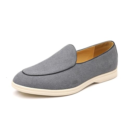 JHYUUKAU Herren Loafers Halbschuhe Slip-On Formelle Mode Casual Business Männer Fahrerschuhe,Grau,46 EU von JHYUUKAU