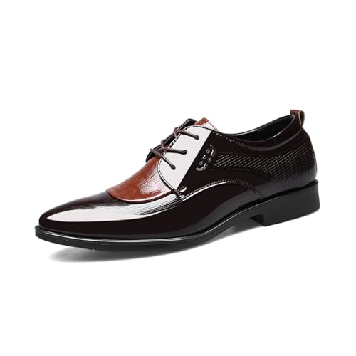 JHYUUKAU Herren Mode Business Schuhe Formale Derby Klassische Bequeme Casual,Braun,42 EU von JHYUUKAU
