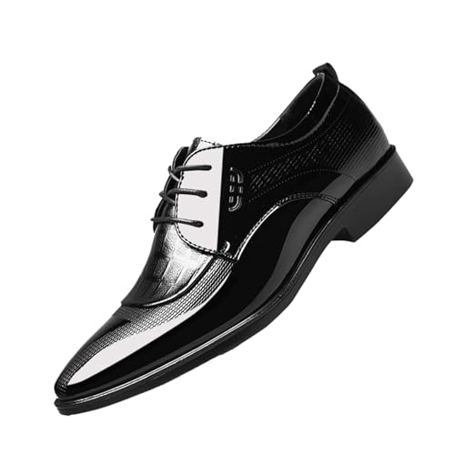 JHYUUKAU Herren Mode Business Schuhe Formale Derby Klassische Bequeme Casual,Schwarz,43 EU von JHYUUKAU