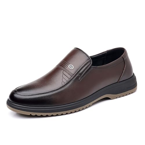 JHYUUKAU Herren Mokassins Business Freizeitschuhe Loafer Halbschuhe Leichtgewicht Atmungsaktive Walkingschuhe Für Männer Formelle Anlässe,Braun,42 EU von JHYUUKAU