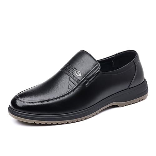 JHYUUKAU Herren Mokassins Business Freizeitschuhe Loafer Halbschuhe Leichtgewicht Atmungsaktive Walkingschuhe Für Männer Formelle Anlässe,Schwarz,41 EU von JHYUUKAU