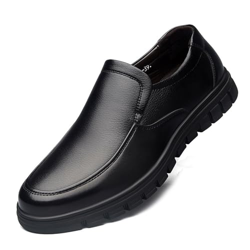 JHYUUKAU Loafer Für Herren Mit Dicker Sohle Absatz Klassisch Stilvoll Lässig Büro Business Formelle Schuhe, Rutschfester Sohle,Schwarz,46 EU von JHYUUKAU