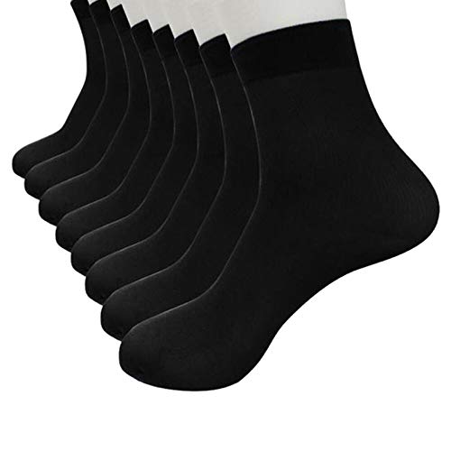 JHYX Socken Anziehhilfe Elastic 4 Pairs Silky Men Ultra-thin Silk Bamboo Short Stockings Fiber Socks Socks Krankenschwester Socken Sportsocken Atmungsaktive Baumwolle Socken (Black, Free size) von JHYX
