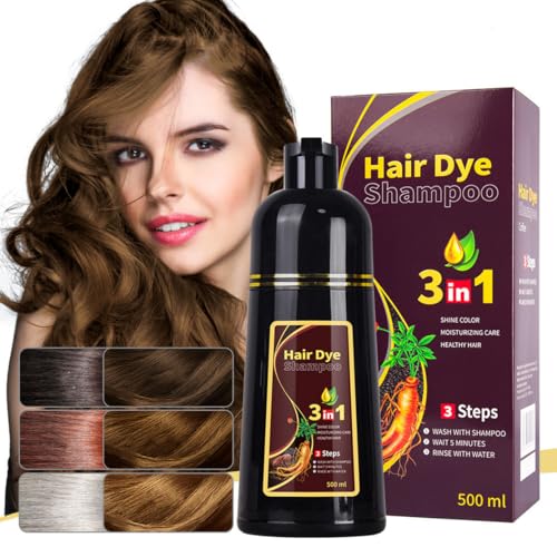 3 In 1 Schwarzes Instant-haarfärbeshampoo, Schnelles Färben Der Haare, Schwarzes Instant-haarfärbeshampoo Für Graues Haar, 500ml Einfaches Haarfärbeshampoo Für Männer & Frauen (Chestnut Brown) von JHzood