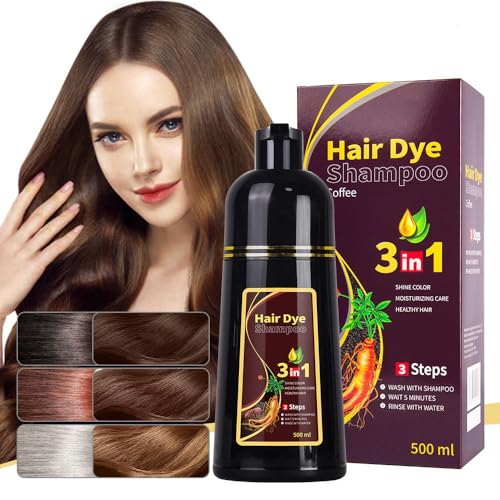 3 In 1 Schwarzes Instant-haarfärbeshampoo, Schnelles Färben Der Haare, Schwarzes Instant-haarfärbeshampoo Für Graues Haar, 500ml Einfaches Haarfärbeshampoo Für Männer & Frauen (Coffee) von JHzood