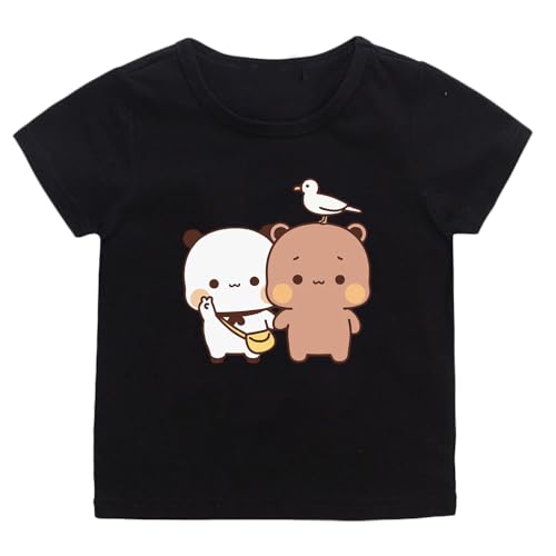 Cute Panda Bear T Shirt Bubu Dudu Cartoon Tshirts Short Sleeve Tops Graphic Black M von JI XIANGJU