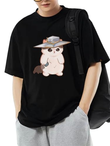 Cypher Cat Cute Surprised Penguin Valorant Men Women T Shirts O-Neck Quality Cotton Summer Printed Unisex Harajuku Game Custom Black 3XL von JI XIANGJU