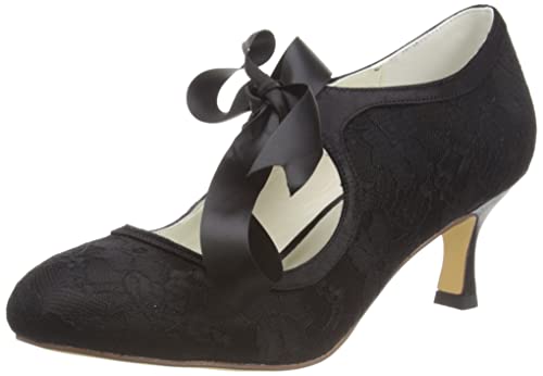 JIAJIA 14031 Hochzeitsschuhe Brautschuhe Spitze Damen Pumps Farbe Schwarz,Größe 38 EU (5 UK) von JIAJIA