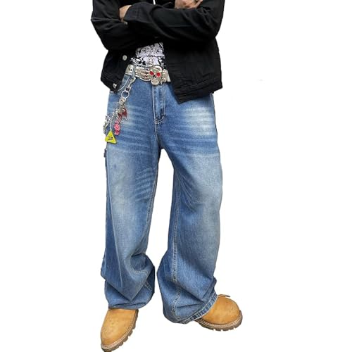 JIAALU Baggy Hip Hop Jeans Herren Lässige Lockere Passform Denim-Hosen Weite Beinform Skater Jeans Teenager Jungen Streetwear von JIAALU