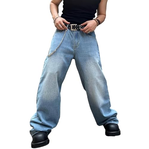 JIAALU Baggy Hip Hop Jeans Herren Lässige Lockere Passform Denim-Hosen Weite Beinform Skater Jeans Teenager Jungen Streetwear von JIAALU