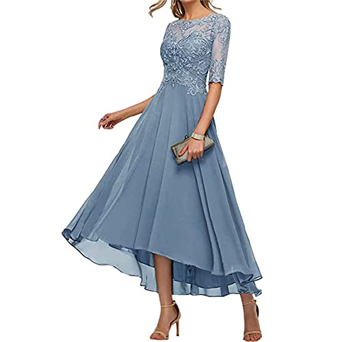 JIAALU Brautmutterkleid Spitze Ballkleider 1/2 Ärmel Chiffon Spitze Ballkleider Rundhalsausschnitt Abendkleid A-Linie Lang Spitzen Mutter der Braut Kleider Formell Ballkleid von JIAALU