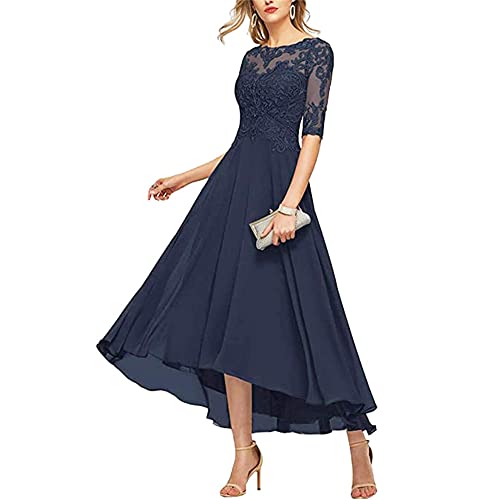 JIAALU Brautmutterkleid Spitze Ballkleider 1/2 Ärmel Chiffon Spitze Ballkleider Rundhalsausschnitt Abendkleid A-Linie Lang Spitzen Mutter der Braut Kleider Formell Ballkleid von JIAALU