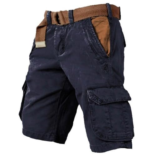 JIAALU Cargohose Herren Stretch Kurz Hose Knielang Cargo Shorts Cargo Shorts Baggy Hose Relaxed Leicht Arbeitshose Basic Leichte Klassiker Stoffhose Mit Taschen Sweatshorts EinfarbigFreizeithose von JIAALU