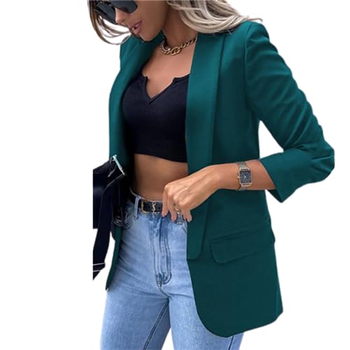 JIAALU Damen Blazer Elegant Damen Basic Reverskragen Blazerjacke Damen Cardigan Freizeit Business Jacke Revers Büro Business Formal Blazer Slim Fit Langärmelig Outwear für Arbeit Büro Sakko von JIAALU