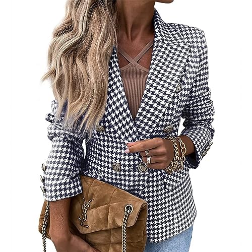 JIAALU Damen Blazer Elegant Damen Basic Reverskragen Blazerjacke Damen Cardigan Freizeit Business Jacke Revers Büro Business Formal Blazer Slim Fit Langärmelig Outwear für Arbeit Büro Sakko von JIAALU