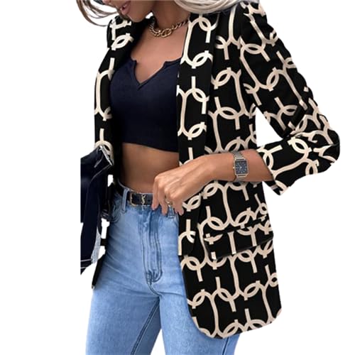 JIAALU Damen Blazer Elegant Damen Basic Reverskragen Blazerjacke Damen Cardigan Freizeit Business Jacke Revers Büro Business Formal Blazer Slim Fit Langärmelig Outwear für Arbeit Büro Sakko von JIAALU