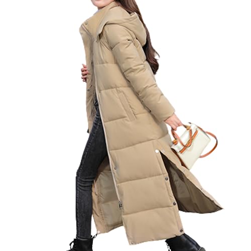 JIAALU Damen Daunenjacke Damen Winterjacke Lang Mantel Steppmantel Verdickter Kapuzenmantel Winter WarmWinddicht Jacke Outdoorjacke Casual Wintermantel von JIAALU