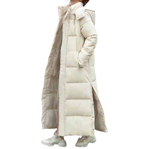 JIAALU Damen Daunenjacke Damen Winterjacke Lang Mantel Steppmantel Verdickter Kapuzenmantel Winter WarmWinddicht Jacke Outdoorjacke Casual Wintermantel von JIAALU