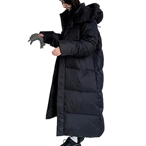 JIAALU Damen Daunenjacke Lang Mantel Steppmantel Verdickter Kapuzenmantel Winter Warm Winddicht Jacke Outdoorjacke Damen Winterjacke Casual Wintermantel von JIAALU