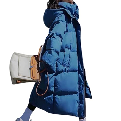 JIAALU Damen Daunenjacke Lang Mantel Steppmantel Verdickter Kapuzenmantel Winter Warm Winddicht Jacke Outdoorjacke Damen Winterjacke Casual Wintermantel von JIAALU