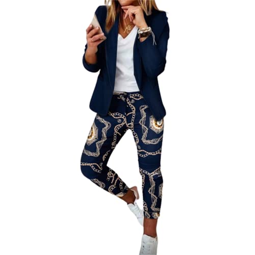 JIAALU Damen Elegant Business Anzug Set Hosenanzug Damen Elegant Business Anzug Set Hosenanzug Blazer Hose 2-teilig Anzug Karo Kariert Zweiteiler Slimfit Streetwear Festlich Sportlich Hosenanzug von JIAALU