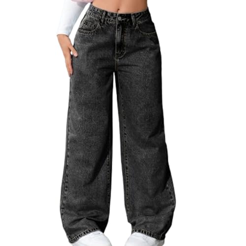 JIAALU Damen High Waist Jeanshosen Baggy Weites Bein Jeans Freizeithose Wide Leg Denim Pants Stretch Straight Jeans Hosen Casual Lose Hose von JIAALU