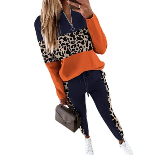 JIAALU Damen Jogginganzug Zweiteiler Outfit Damen-Trainingsanzug Colorblock Sweatshirt + Jogginghose Sportswear 2 Stück Trainingsanzug Set 2 Teilig Freizeitanzug Sportanzug 2-teiliges von JIAALU