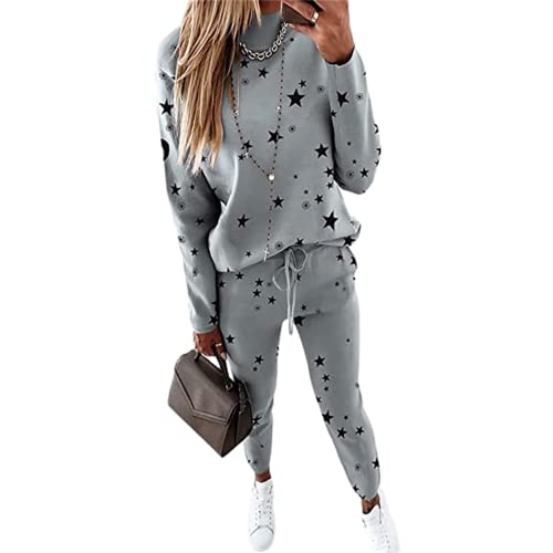 JIAALU Damen Jogginganzug Zweiteiler Outfit Damen-Trainingsanzug Colorblock Sweatshirt + Jogginghose Sportswear 2 Stück Trainingsanzug Set 2 Teilig Freizeitanzug Sportanzug von JIAALU