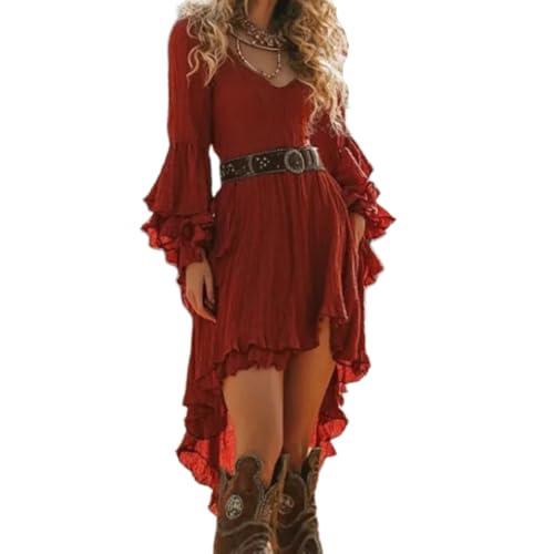 JIAALU Damen Kleider Vintage Rustikaler Stil Kleider Boho Kleid Frühling Blumenkleid Blumenmuster Kleid Blumenkleid Strandkleid von JIAALU