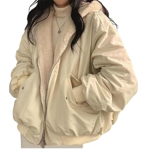 JIAALU Damen Parka Wintermantel Auf Beiden Seiten Parka mit Fell Kapuze Warm Fleece Gefütterter Doppelseitige Plüsch und dick Winterjacke Outdoorjacke mit Tasche Winter Mantel Jacke von JIAALU