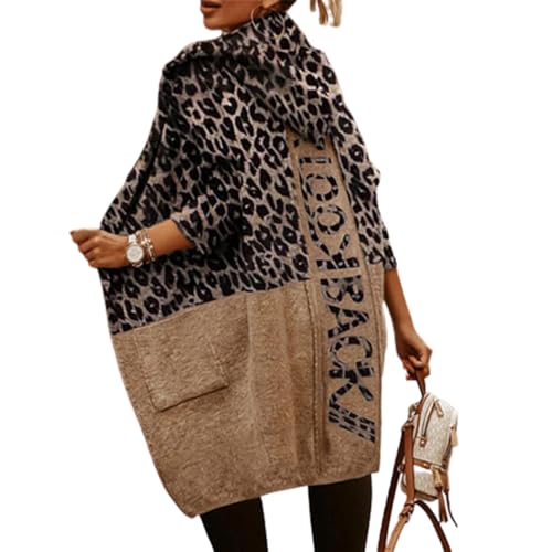 JIAALU Damen Strickjacke Lang WinterJacke Cardigan Kapuzenpullover Grobstrick-Cardigan mit Kapuze Grobstrickjacke Strickpullover HerbstCardigan von JIAALU