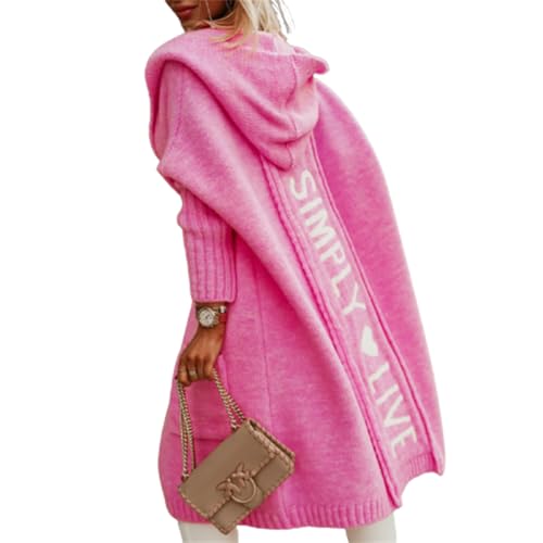 JIAALU Damen Strickjacke Lang Cardigan Kapuzenpullover Grobstrick-Cardigan mit Kapuze Grobstrickjacke Strickmantel mit Kapuze Cardigan Strickpullover Herbst Winter Jacke Sweater Outerwear von JIAALU