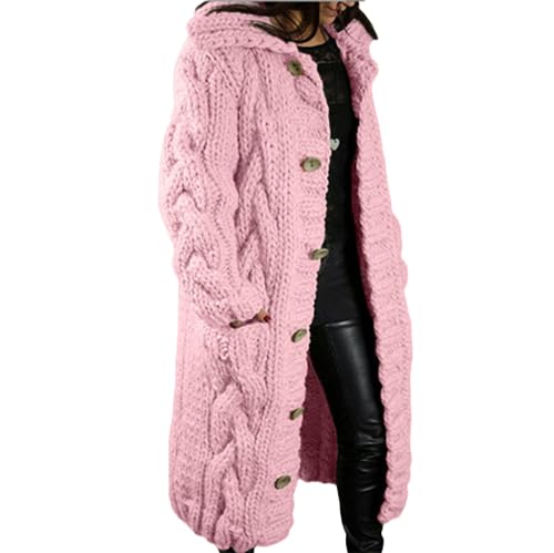 JIAALU Damen Strickjacke Lang Cardigan Kapuzenpullover Grobstrick-Cardigan mit Kapuze Grobstrickjacke Strickmantel mit Kapuze Cardigan Strickpullover Herbst Winter Jacke Sweater Outerwear JIAALU Damen Strickjacke Lang Cardigan Kapuzenpullover Grobstrick-Cardigan mit Kapuze Grobstrickjacke Strickmantel mit Kapuze Cardigan Strickpullover Herbst Winter Jacke Sweater Outerwear von JIAALU