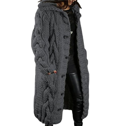 JIAALU Damen Strickjacke Lang Cardigan Kapuzenpullover Grobstrick-Cardigan mit Kapuze Grobstrickjacke Strickmantel mit Kapuze Cardigan Strickpullover Herbst Winter Jacke Sweater Outerwear JIAALU Damen Strickjacke Lang Cardigan Kapuzenpullover Grobstrick-Cardigan mit Kapuze Grobstrickjacke Strickmantel mit Kapuze Cardigan Strickpullover Herbst Winter Jacke Sweater Outerwear von JIAALU