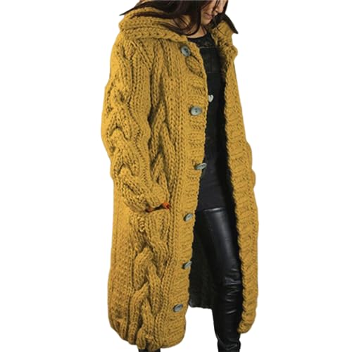 JIAALU Damen Strickjacke Lang Cardigan Kapuzenpullover Grobstrick-Cardigan mit Kapuze Grobstrickjacke Strickmantel mit Kapuze Cardigan Strickpullover Herbst Winter Jacke Sweater Outerwear JIAALU Damen Strickjacke Lang Cardigan Kapuzenpullover Grobstrick-Cardigan mit Kapuze Grobstrickjacke Strickmantel mit Kapuze Cardigan Strickpullover Herbst Winter Jacke Sweater Outerwear von JIAALU