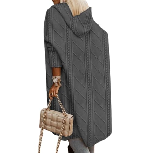 JIAALU Damen Strickjacke Pullover Elegante Damen Strickmantel Lange Cardigan Coat Einfarbig mit Kapuzen Lose Warm Herbst Winter Strickjacken-Long strickjacke JIAALU Damen Strickjacke Pullover Elegante Damen Strickmantel Lange Cardigan Coat Einfarbig mit Kapuzen Lose Warm Herbst Winter Strickjacken-Long strickjacke von JIAALU