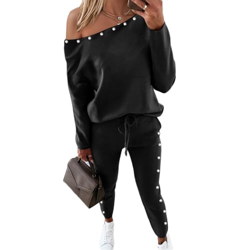 JIAALU Damen-Trainingsanzug Damen Jogginganzug Zweiteiler Outfit Colorblock Sweatshirt + Jogginghose Sportswear 2 Stück Trainingsanzug Set Sportbekleidung von JIAALU