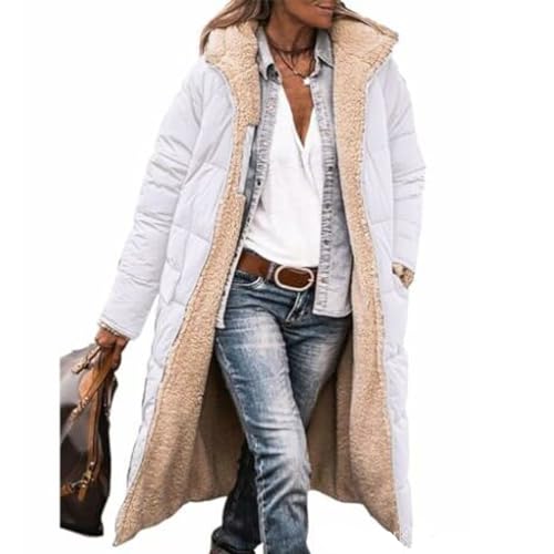 JIAALU Damen Warm Doppelseitige Plüsch Wintermäntel Auf Beiden Seiten Parka mit Fell Kapuze Warm Sherpa Fleece Gefütterter Frauen Oberbekleidung Outdoorjacke Steppjacke Steppmantel von JIAALU